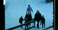 Father arriving with helicopter in Uummannaq